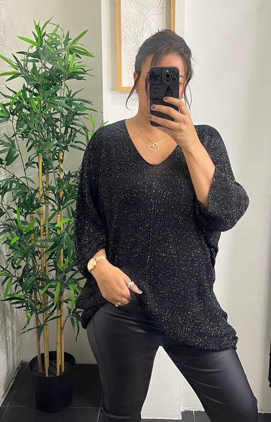 Pull à paillettes grande taille