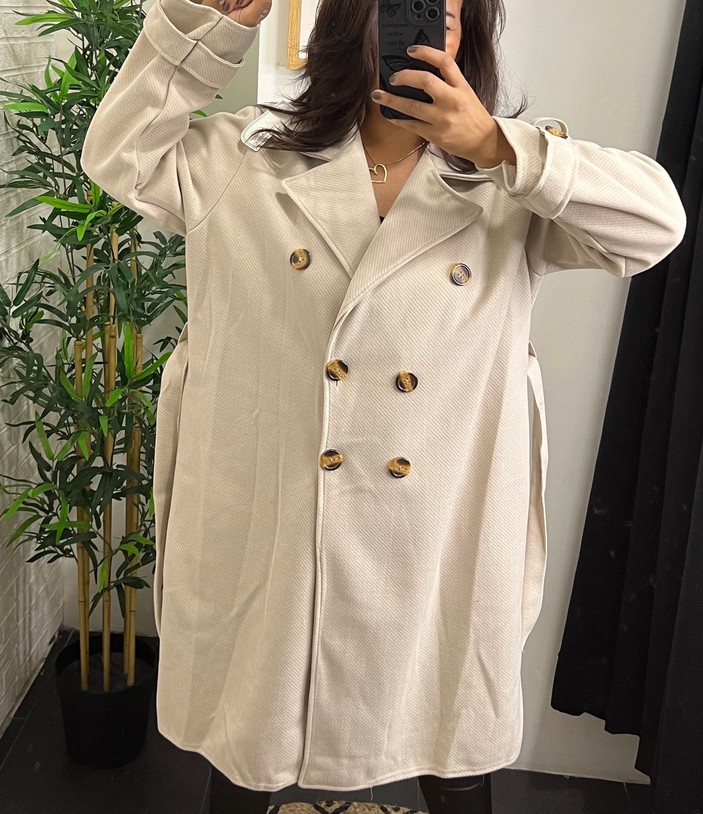 Manteau beige, grand taille