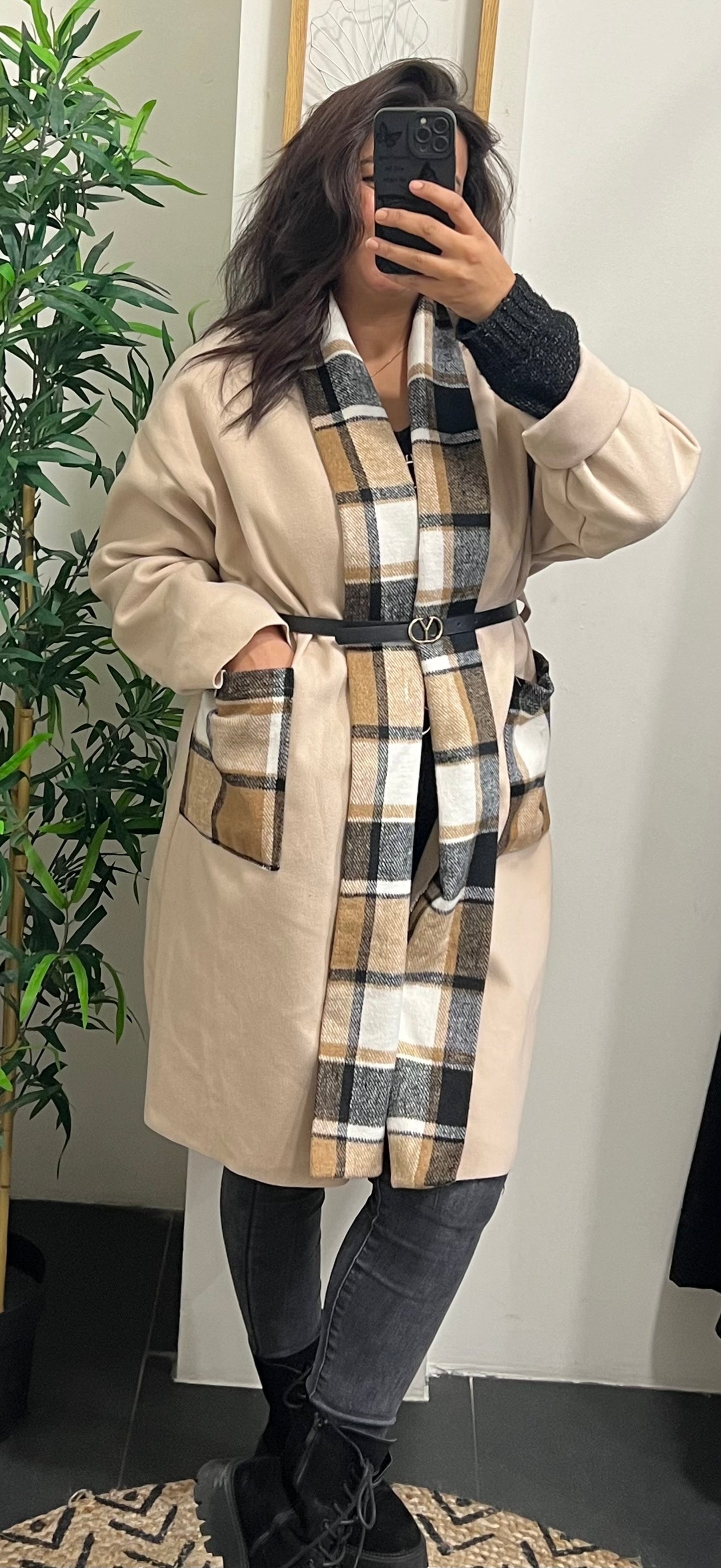 Manteau à carreaux grand taille